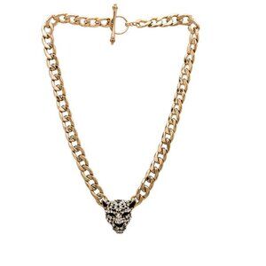 NWT -Wanderlust + Co Leopard XL Pavé Pendant Necklace – Gold – 20” | MSRP $39